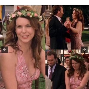 ISO pink floral Laundry by Shelli Segal halter dress ASO Gilmore Girls
